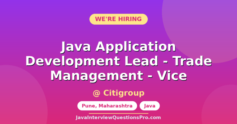 Java Application Development Lead - Trade Management - Vice Presi