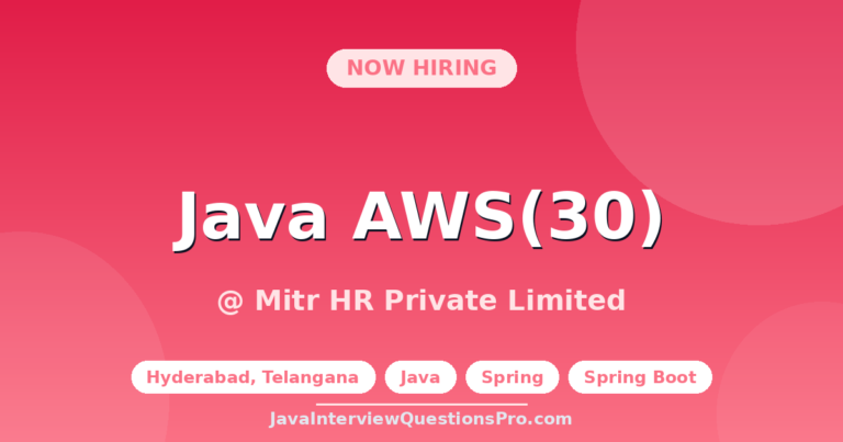 Java AWS(30) at Mitr HR Private Limited — Hyderabad, Telangana