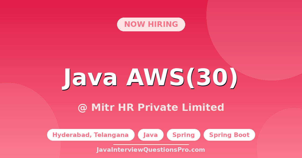 Java AWS(30) at Mitr HR Private Limited — Hyderabad, Telangana