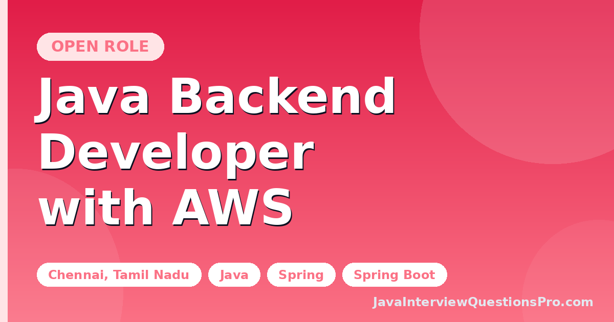 Java Backend Developer with AWS at Cognizant — Chennai, Tamil Nad