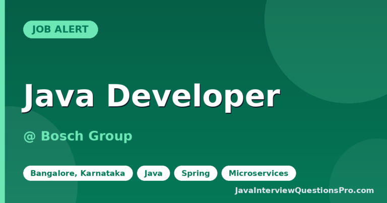 Java Developer at Bosch Group — Bangalore, Karnataka
