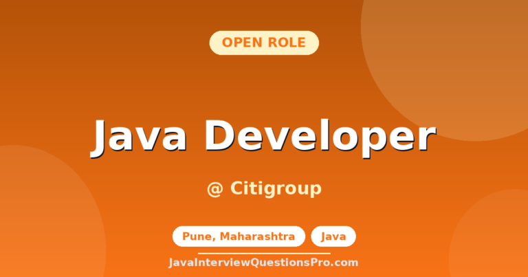 Java Developer at Citigroup — Pune, Maharashtra