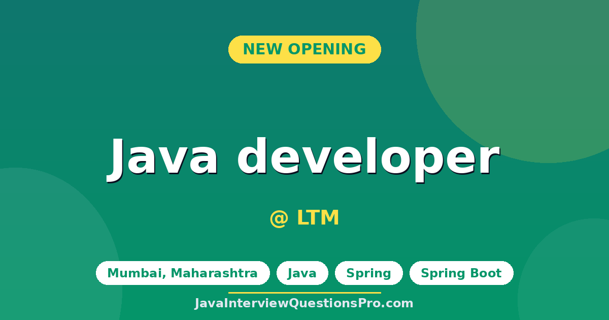 Java developer at LTM — Mumbai, Maharashtra