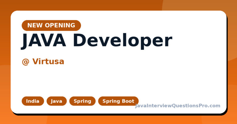 JAVA Developer at Virtusa — India