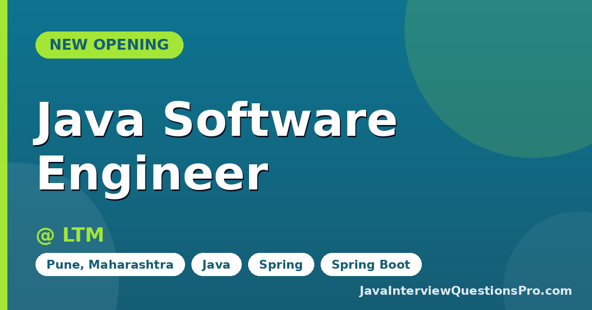 Java Software Engineer at LTM — Pune, Maharashtra
