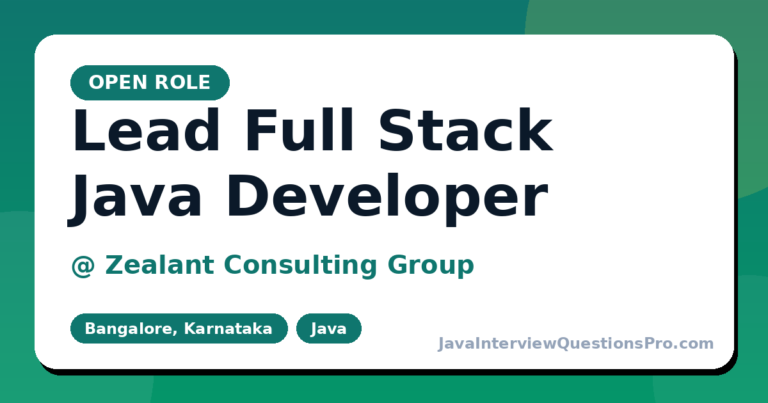 Lead Full Stack Java Developer at Zealant Consulting Group — Bang