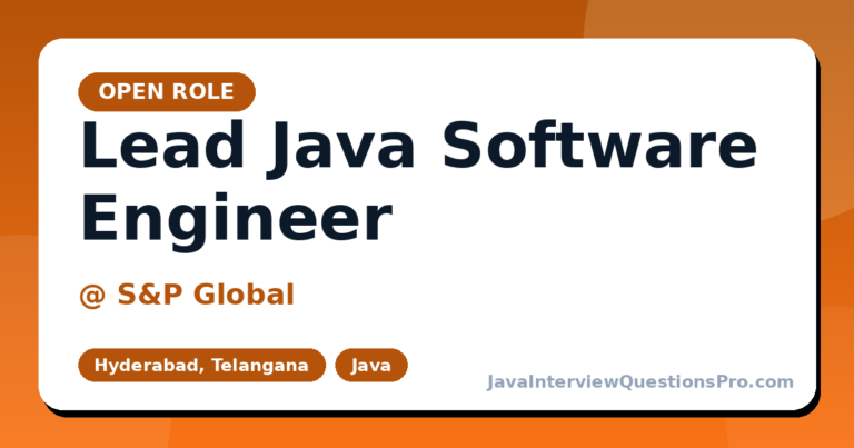 Lead Java Software Engineer at S&P Global — Hyderabad, Telangana