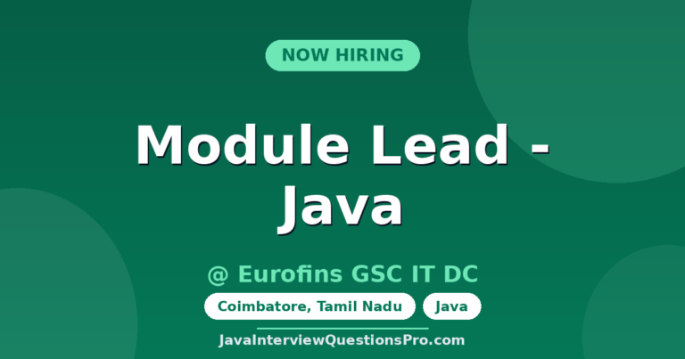 Module Lead - Java at Eurofins GSC IT DC — Coimbatore, Tamil Nadu