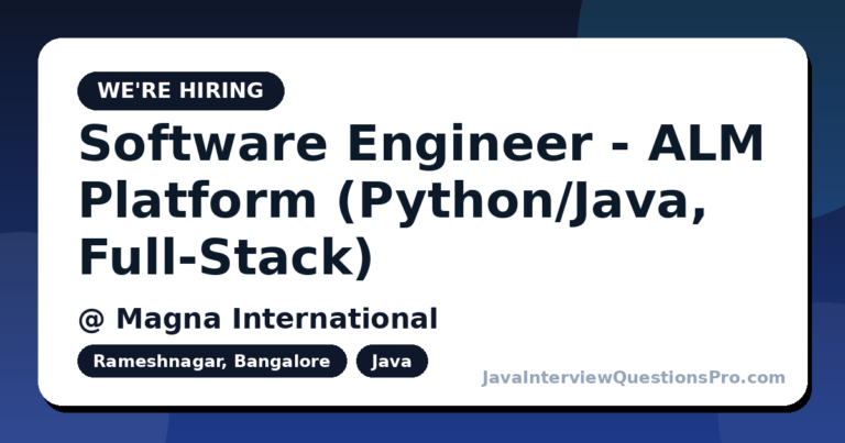 Software Engineer - ALM Platform (Python/Java, Full-Stack) at Mag