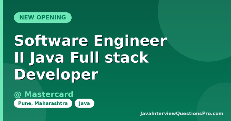 Software Engineer II Java Full stack Developer at Mastercard — Pu