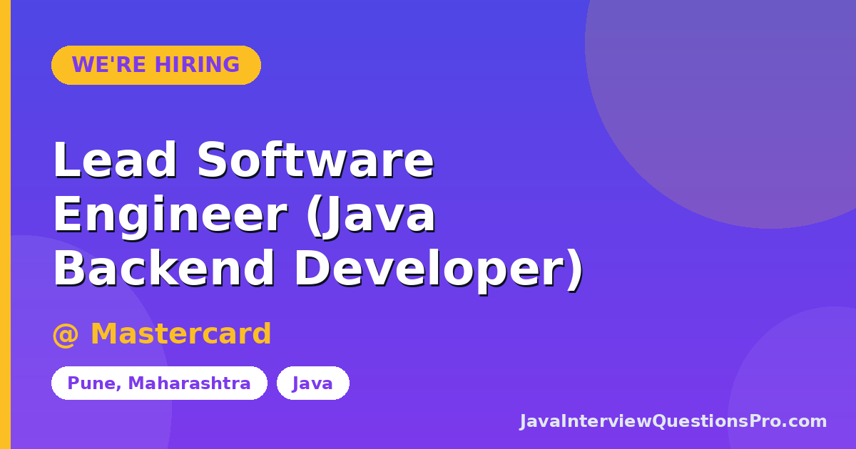 Lead Software Engineer (Java Backend Developer) at Mastercard — P