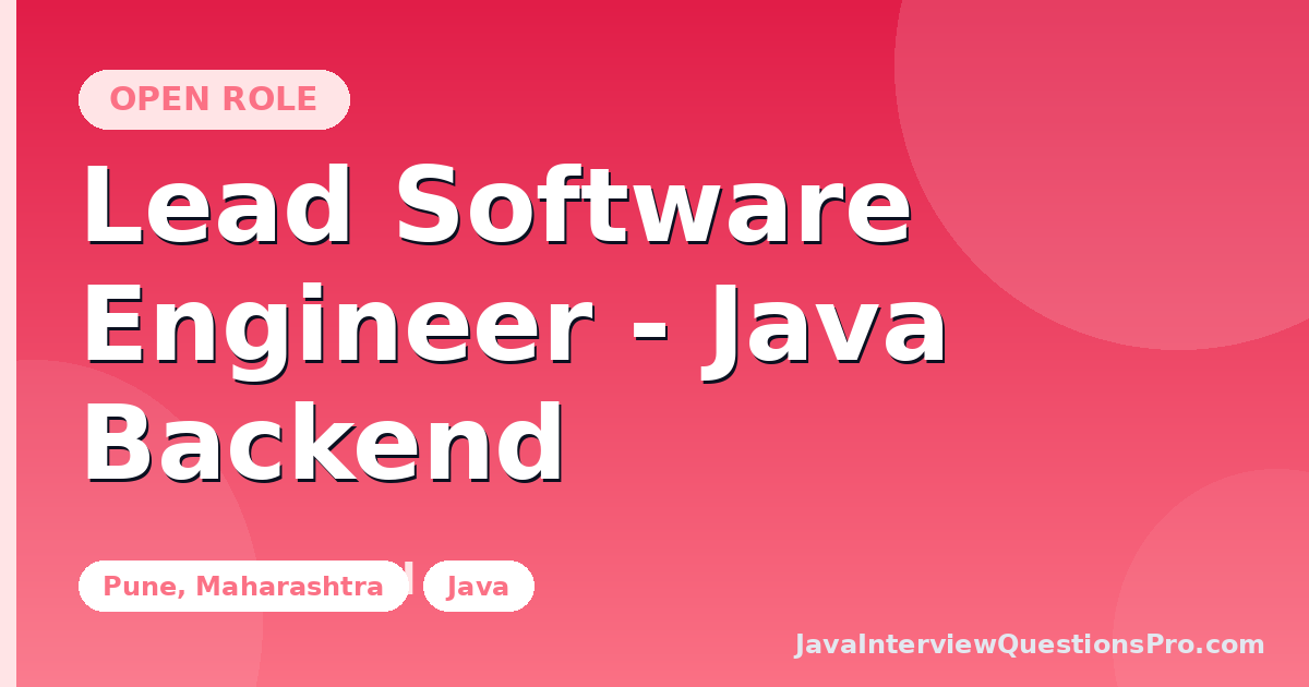 Lead Software Engineer - Java Backend at Mastercard — Pune, Mahar