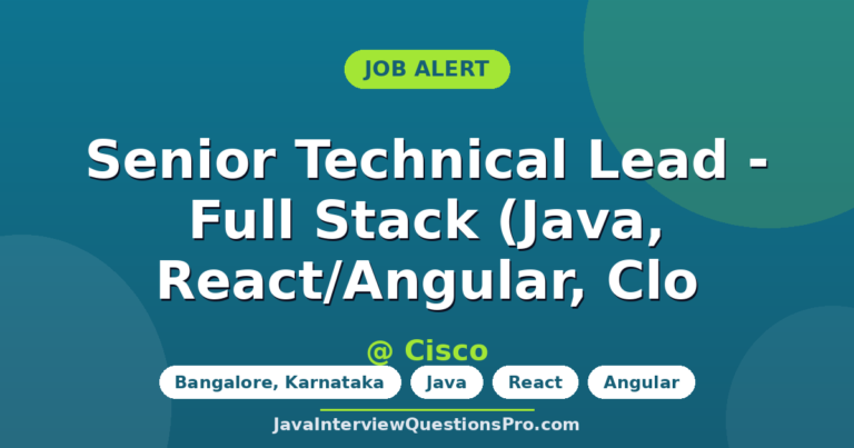 Senior Technical Lead - Full Stack (Java, React/Angular, Cloud) |
